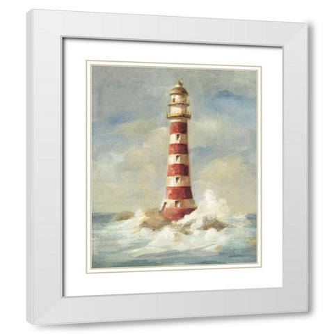Lighthouse II White Modern Wood Framed Art Print with Double Matting by Nai, Danhui