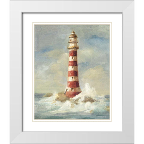 Lighthouse II White Modern Wood Framed Art Print with Double Matting by Nai, Danhui