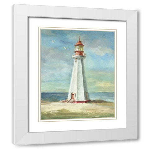 Lighthouse III White Modern Wood Framed Art Print with Double Matting by Nai, Danhui