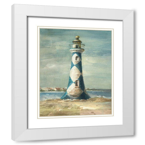 Lighthouse IV White Modern Wood Framed Art Print with Double Matting by Nai, Danhui