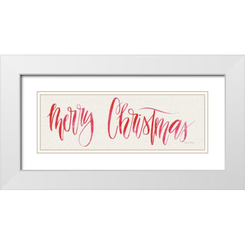 Merry Christmas White Modern Wood Framed Art Print with Double Matting by Adams, Emily