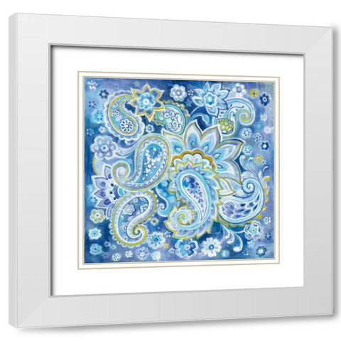 Regal Paisley White Modern Wood Framed Art Print with Double Matting by Nai, Danhui