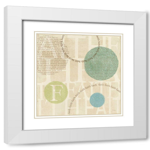 Circle of Words - Faith White Modern Wood Framed Art Print with Double Matting by Charron, Veronique