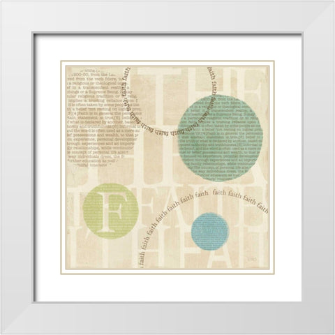 Circle of Words - Faith White Modern Wood Framed Art Print with Double Matting by Charron, Veronique