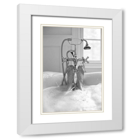 Bubble Bath I White Modern Wood Framed Art Print with Double Matting by Aledanda