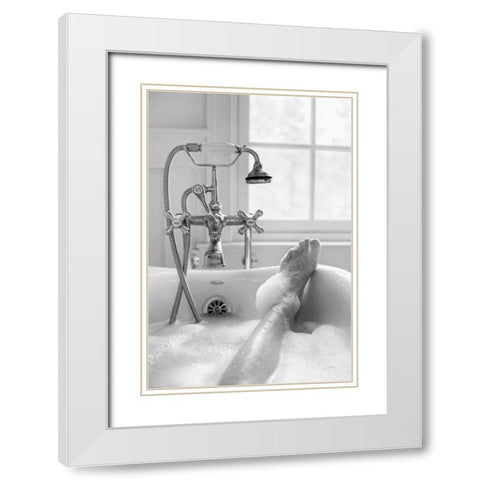 Bubble Bath II White Modern Wood Framed Art Print with Double Matting by Aledanda