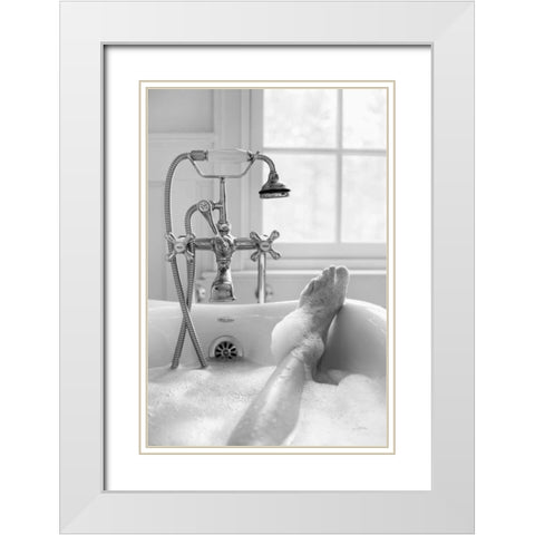 Bubble Bath II White Modern Wood Framed Art Print with Double Matting by Aledanda