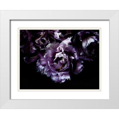 Purple Fringed Tulips II White Modern Wood Framed Art Print with Double Matting by Catterall, Elise