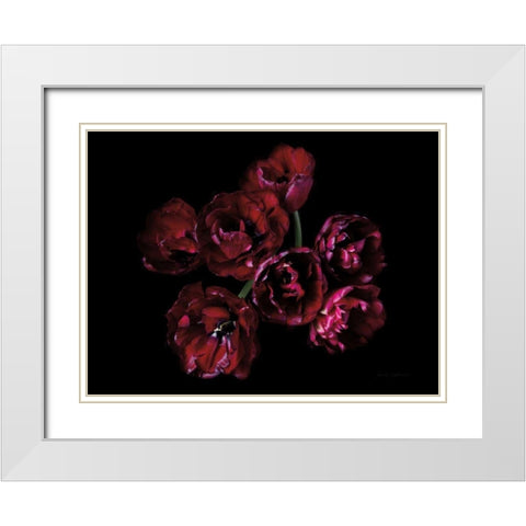 Red Double Tulips White Modern Wood Framed Art Print with Double Matting by Catterall, Elise
