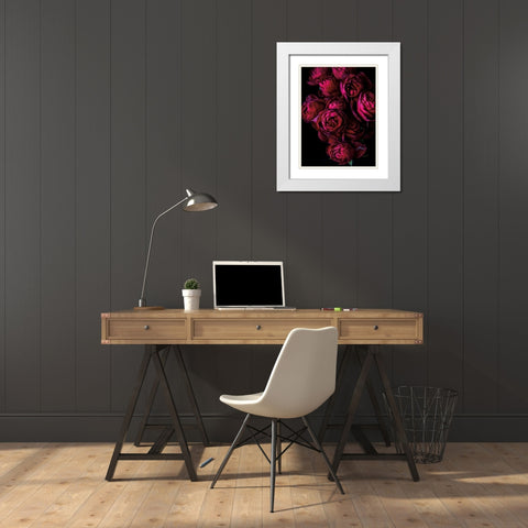 Cabbage Roses White Modern Wood Framed Art Print with Double Matting by Catterall, Elise