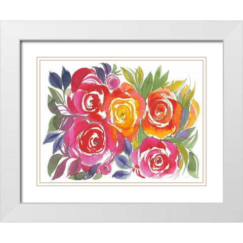 Bold Roses I White Modern Wood Framed Art Print with Double Matting by Rice, Kristy
