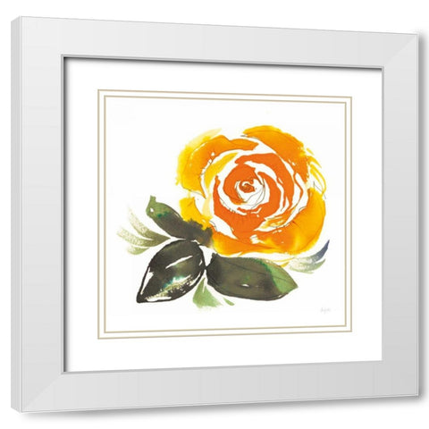 Bold Roses II White Modern Wood Framed Art Print with Double Matting by Rice, Kristy