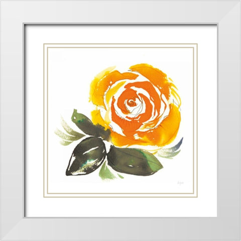 Bold Roses II White Modern Wood Framed Art Print with Double Matting by Rice, Kristy
