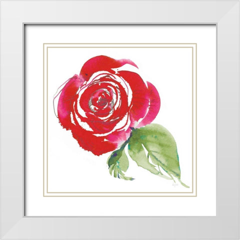 Bold Roses III White Modern Wood Framed Art Print with Double Matting by Rice, Kristy