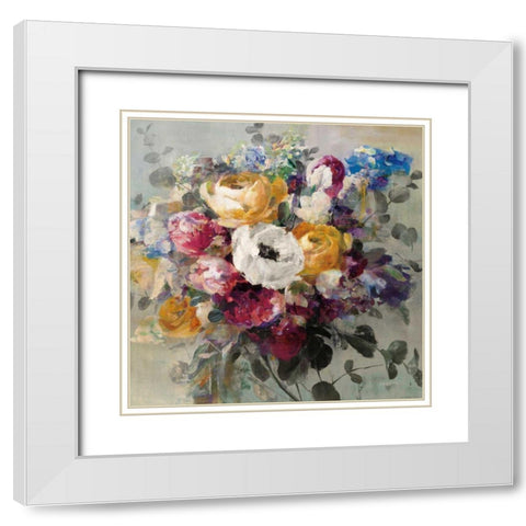Fall Bouquet Neutral White Modern Wood Framed Art Print with Double Matting by Nai, Danhui