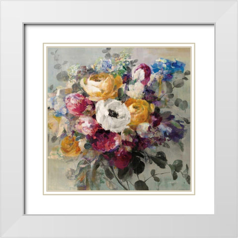 Fall Bouquet Neutral White Modern Wood Framed Art Print with Double Matting by Nai, Danhui