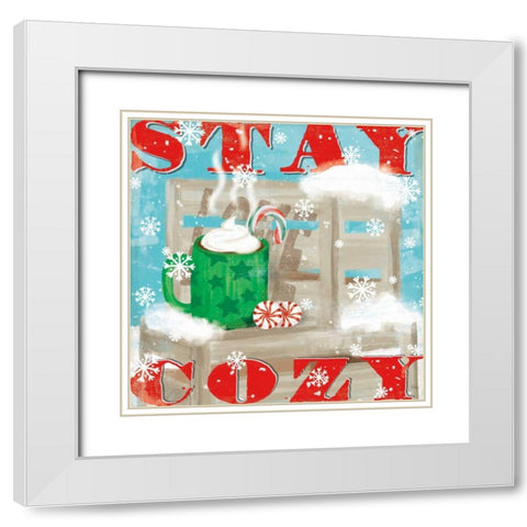 Snowy Fun VI White Modern Wood Framed Art Print with Double Matting by Charron, Veronique