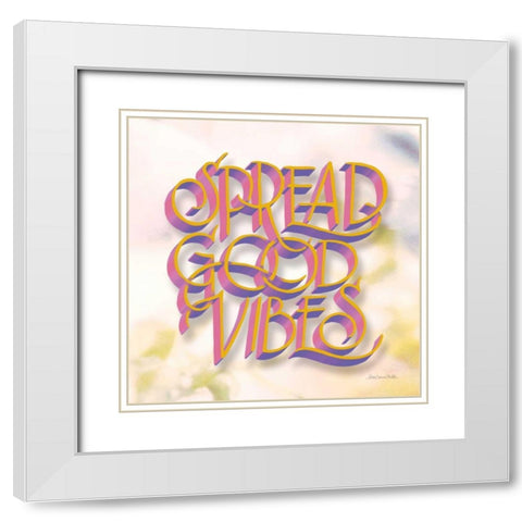 Spread Good Vibes White Modern Wood Framed Art Print with Double Matting by Miller, Sara Zieve