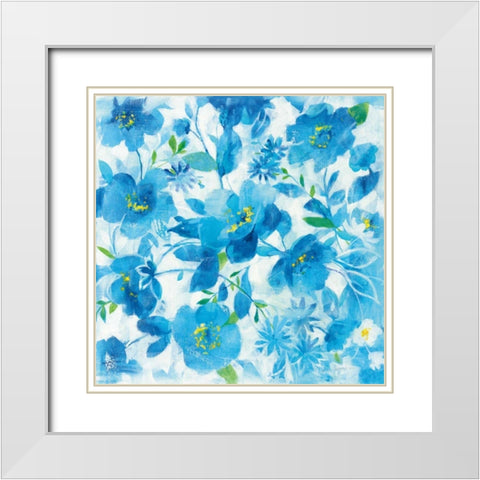 Scattered Floral White Modern Wood Framed Art Print with Double Matting by Nai, Danhui