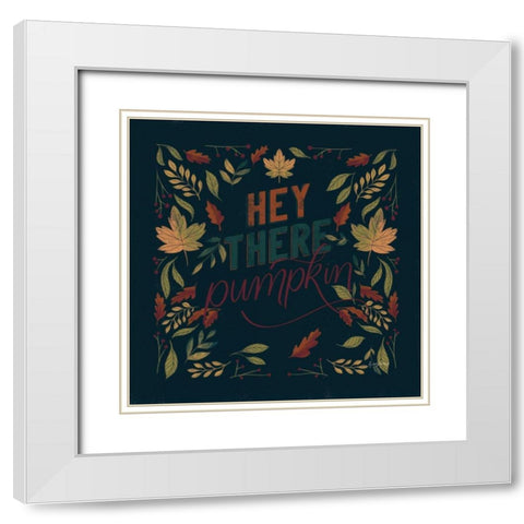 Autumn Sayings I Pumpkin White Modern Wood Framed Art Print with Double Matting by Thorns, Becky