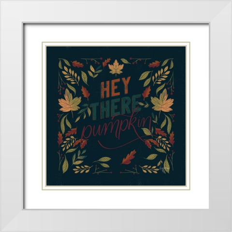 Autumn Sayings I Pumpkin White Modern Wood Framed Art Print with Double Matting by Thorns, Becky