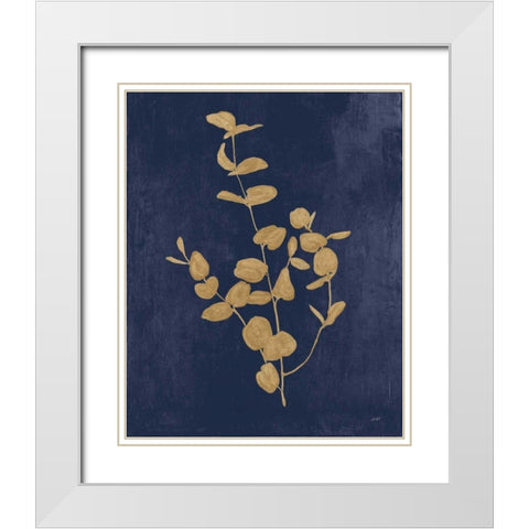 Botanical Study II Gold Navy White Modern Wood Framed Art Print with Double Matting by Purinton, Julia