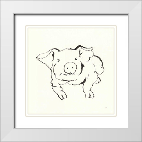 Line Pig II White Modern Wood Framed Art Print with Double Matting by Paschke, Chris