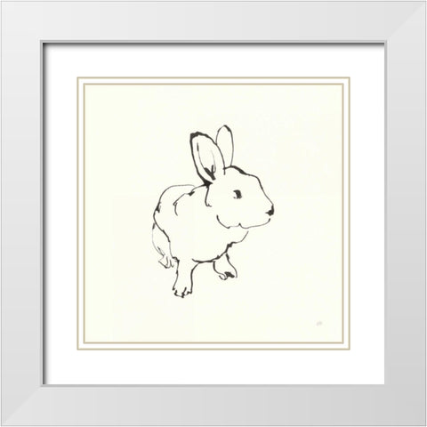 Line Bunny II White Modern Wood Framed Art Print with Double Matting by Paschke, Chris