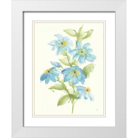 Clematis Bouquet I White Modern Wood Framed Art Print with Double Matting by Paschke, Chris