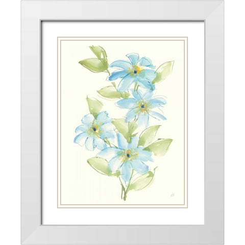 Clematis Bouquet II White Modern Wood Framed Art Print with Double Matting by Paschke, Chris