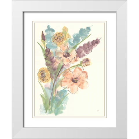 Earthy Bouquet II White Modern Wood Framed Art Print with Double Matting by Paschke, Chris