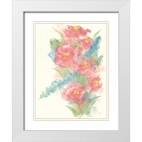 Peony Bouquet I White Modern Wood Framed Art Print with Double Matting by Paschke, Chris
