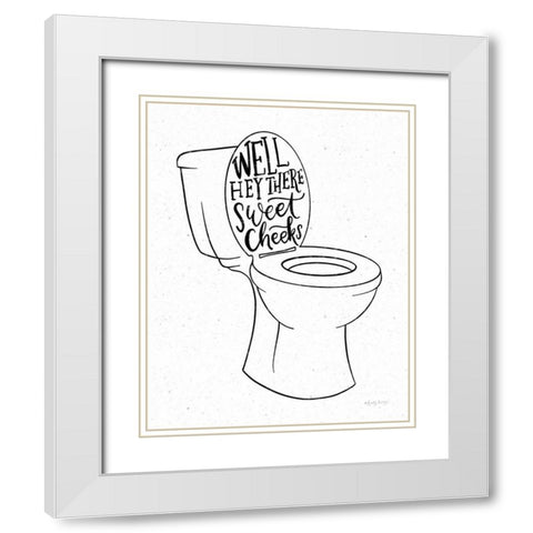 Bathroom Puns IV White Modern Wood Framed Art Print with Double Matting by Thorns, Becky