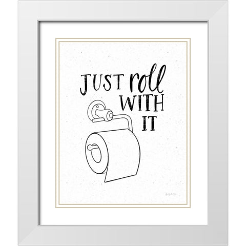 Bathroom Puns V White Modern Wood Framed Art Print with Double Matting by Thorns, Becky