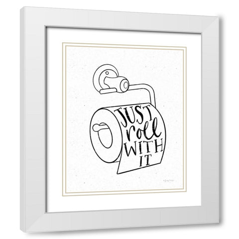 Bathroom Puns VI White Modern Wood Framed Art Print with Double Matting by Thorns, Becky