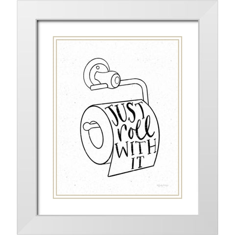 Bathroom Puns VI White Modern Wood Framed Art Print with Double Matting by Thorns, Becky