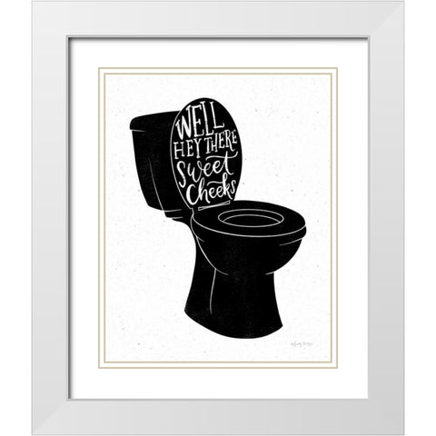 Bathroom Puns IV Black White Modern Wood Framed Art Print with Double Matting by Thorns, Becky