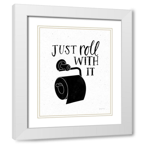 Bathroom Puns V Black White Modern Wood Framed Art Print with Double Matting by Thorns, Becky