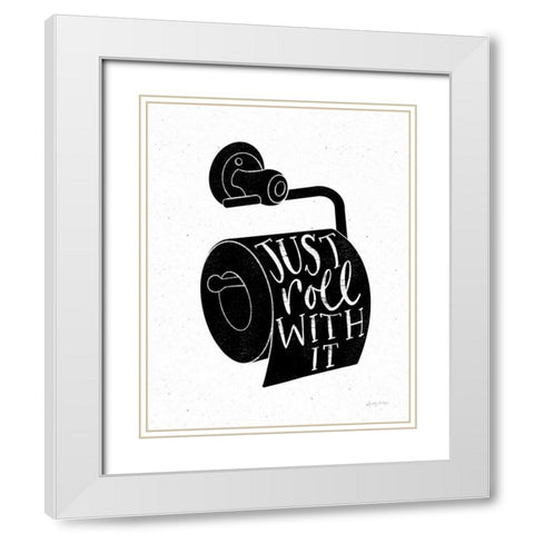 Bathroom Puns VI Black White Modern Wood Framed Art Print with Double Matting by Thorns, Becky