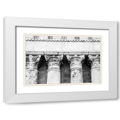 The Pillars White Modern Wood Framed Art Print with Double Matting by Aledanda