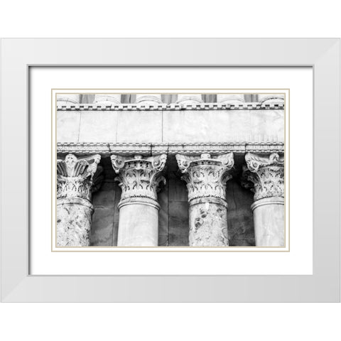 The Pillars White Modern Wood Framed Art Print with Double Matting by Aledanda