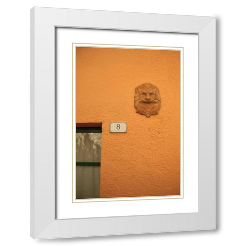 No. 8 White Modern Wood Framed Art Print with Double Matting by Aledanda