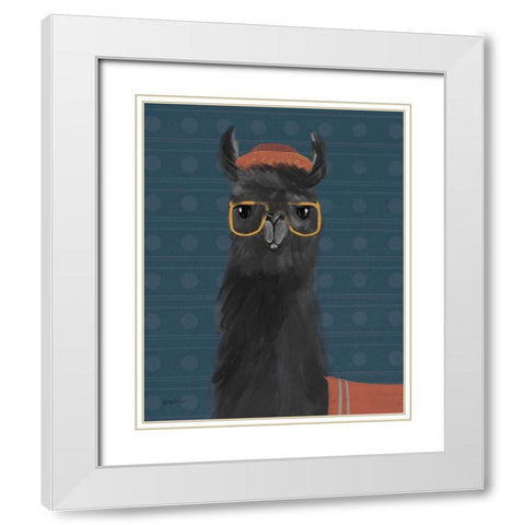 Delightful Alpacas IV Blue White Modern Wood Framed Art Print with Double Matting by Thorns, Becky