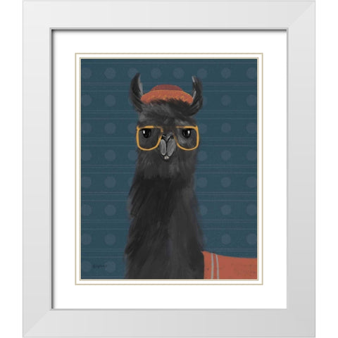 Delightful Alpacas IV Blue White Modern Wood Framed Art Print with Double Matting by Thorns, Becky