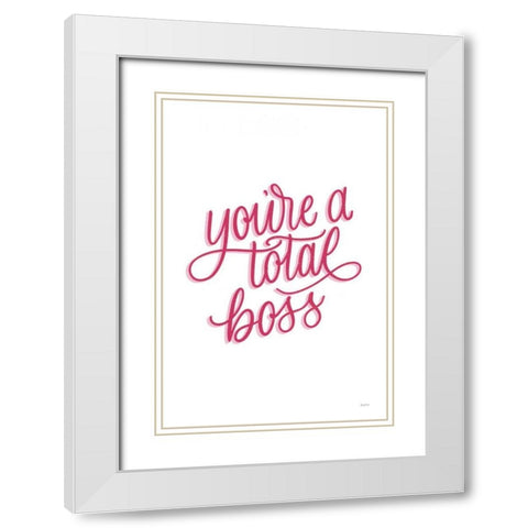 Total Boss White and Pink White Modern Wood Framed Art Print with Double Matting by Thorns, Becky