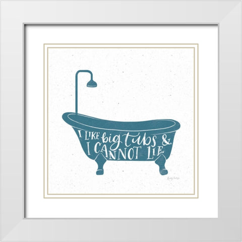 Turkish Tile Bathroom Puns I White Modern Wood Framed Art Print with Double Matting by Thorns, Becky
