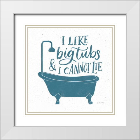 Turkish Tile Bathroom Puns II White Modern Wood Framed Art Print with Double Matting by Thorns, Becky