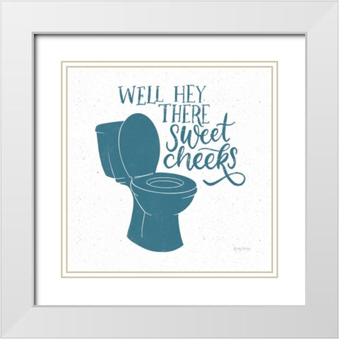 Turkish Tile Bathroom Puns III White Modern Wood Framed Art Print with Double Matting by Thorns, Becky