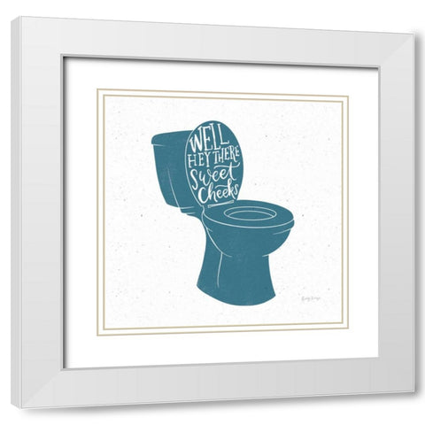 Turkish Tile Bathroom Puns IV White Modern Wood Framed Art Print with Double Matting by Thorns, Becky