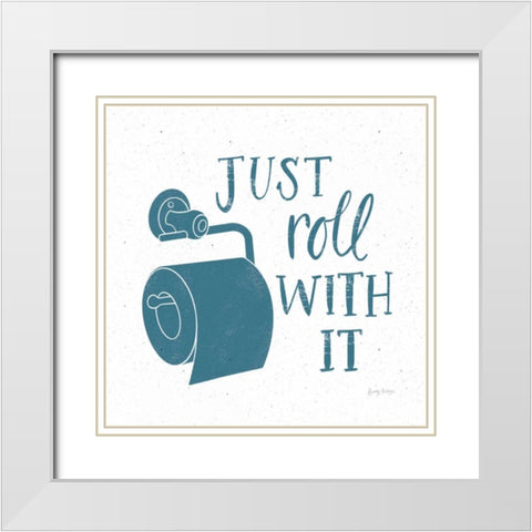 Turkish Tile Bathroom Puns V White Modern Wood Framed Art Print with Double Matting by Thorns, Becky